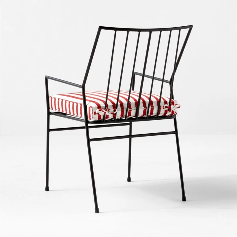 Pavilion Black Outdoor Dining Armchair With Striped Sunbrella Cushion Model 6470 8 Pavilion Black Outdoor Dining Armchair With Striped Sunbrella Cushion Model 6470 - Image 6