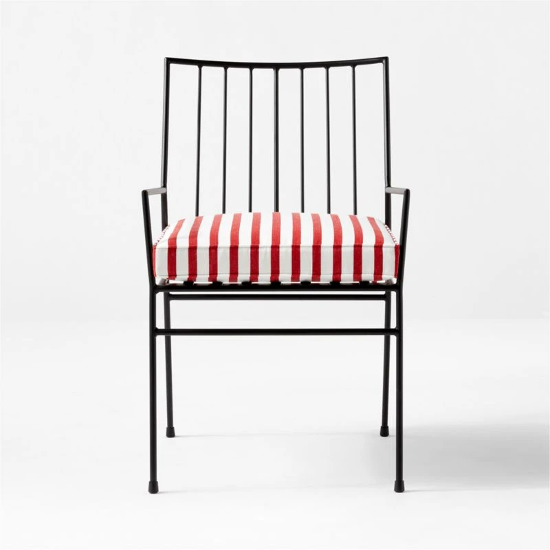 Pavilion Black Outdoor Dining Armchair With Striped Sunbrella Cushion Model 6470 5 Pavilion Black Outdoor Dining Armchair With Striped Sunbrella Cushion Model 6470 - Image 3