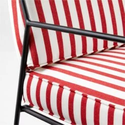 Pavilion Black Metal Outdoor Lounge Chair With Striped Cushion Model 6471 -Cb2 PvlnBkLngChrWSdChM6471AVSSS22