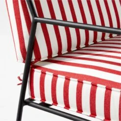 Pavilion Black Metal Outdoor Sofa With Striped Sunbrella Cushions Model 6490 13 Pavilion Black Metal Outdoor Sofa With Striped Sunbrella Cushions Model 6490 -Cb2 PvlnBkSofaChrWSdChM6490AVSSS22