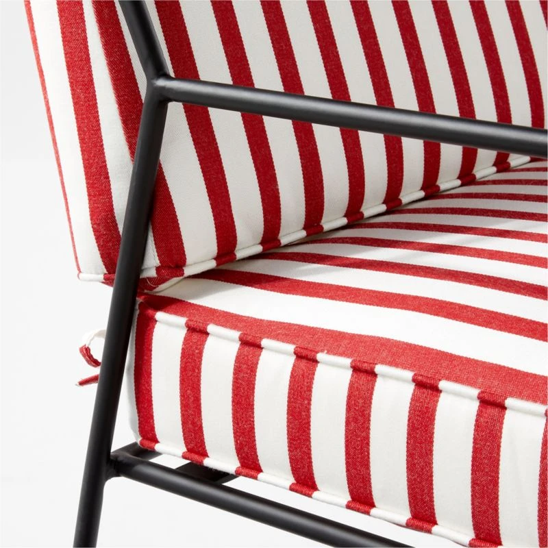 Pavilion Black Metal Outdoor Sofa With Striped Sunbrella Cushions Model 6490 8 Pavilion Black Metal Outdoor Sofa With Striped Sunbrella Cushions Model 6490 - Image 6