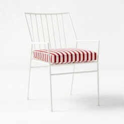 Pavilion Ivory Outdoor Dining Armchair With Striped Sunbrella ® Cushion Model 6470 Set Of 4 -Cb2 PvlnIvDngChrWStdChM64703QSSS22