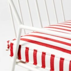 Pavilion Ivory Outdoor Dining Armchair With Striped Sunbrella ® Cushion Model 6470 Set Of 4 -Cb2 PvlnIvDngChrWStdChM6470AVSSS22