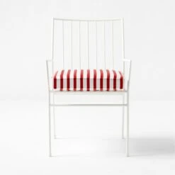 Pavilion Ivory Outdoor Dining Armchair With Striped Sunbrella ® Cushion Model 6470 Set Of 4 -Cb2 PvlnIvDngChrWStdChM6470SOSSS22