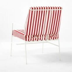 Pavilion Ivory Metal Outdoor Patio Lounge Chair With Striped Cushion Model 6471 16 Pavilion Ivory Metal Outdoor Patio Lounge Chair With Striped Cushion Model 6471 -Cb2 PvlnIvLngChrWSdChM64713QBSSS22