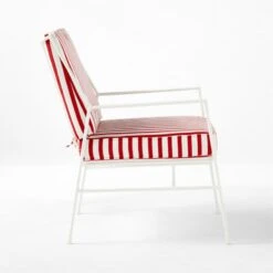 Pavilion Ivory Metal Outdoor Patio Lounge Chair With Striped Cushion Model 6471 15 Pavilion Ivory Metal Outdoor Patio Lounge Chair With Striped Cushion Model 6471 -Cb2 PvlnIvLngChrWSdChM6471SDSSS22