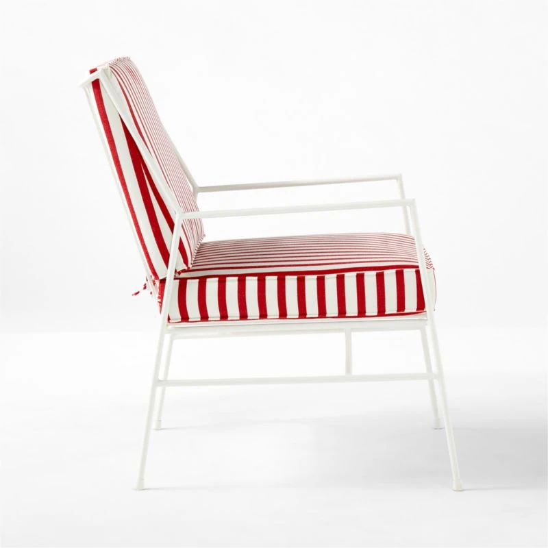 Pavilion Ivory Metal Outdoor Patio Lounge Chair With Striped Cushion Model 6471 8 Pavilion Ivory Metal Outdoor Patio Lounge Chair With Striped Cushion Model 6471 - Image 6