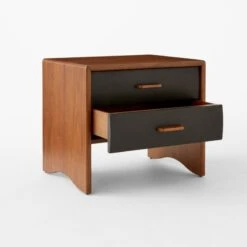 Ralston 2-Drawer Black Leather And Walnut Wood Nightstand 14 Ralston 2-Drawer Black Leather And Walnut Wood Nightstand -Cb2 RalstonWltNLthNghtstnd3QAVSSS23