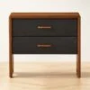 Ralston 2-Drawer Black Leather And Walnut Wood Nightstand -Cb2 RalstonWltNLthNghtstndSHS23