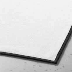 Range Organic Cotton White Bath Runner Rug With Black Trim 24"x60" -Cb2 RangeOgCttnWtNBkBathMatAVSHS22