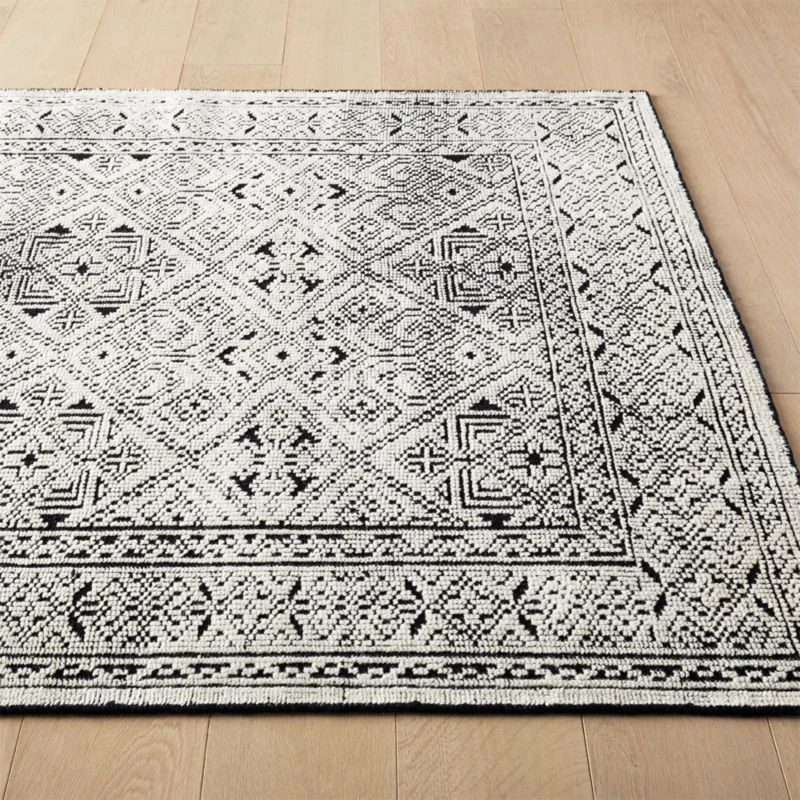 Raumont Handknotted Black Detailed Area Rug 5'x8' 4 Raumont Handknotted Black Detailed Area Rug 5'x8' - Image 2