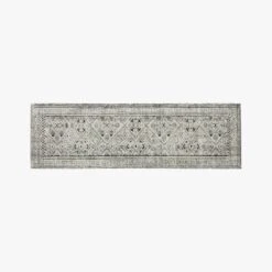 Raumont Handknotted Black Detailed Runner Rug 2.5'x8'