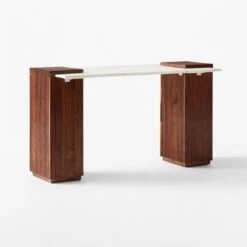 Reach White Marble-Top Desk -Cb2 ReachMarbleNAshDesk3QBSSS23