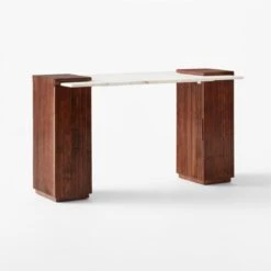 Reach White Marble-Top Desk -Cb2 ReachMarbleNAshDesk3QSSS23