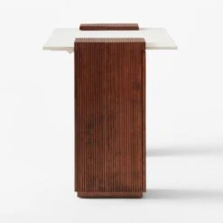 Reach White Marble-Top Desk -Cb2 ReachMarbleNAshDeskSDSSS23