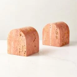 Red Travertine Arched Bookend 10 Red Travertine Arched Bookend -Cb2 RedTrvrtnArchBookendAV2SHS23