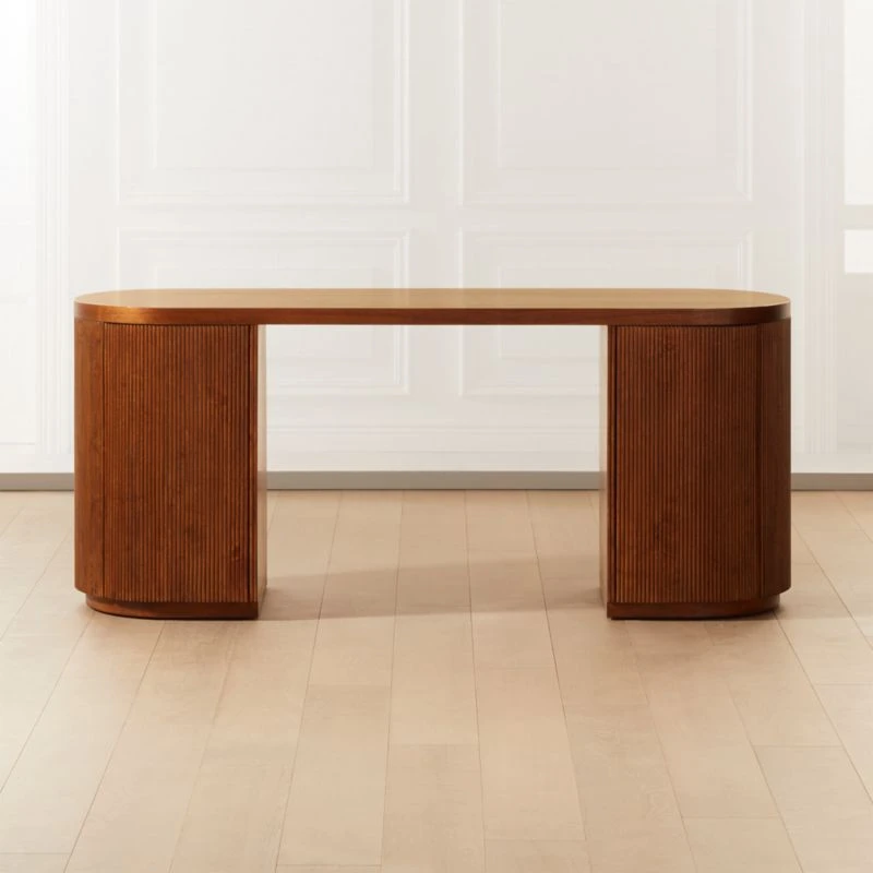 Reid Oval Brown Wood Storage Desk 3 Reid Oval Brown Wood Storage Desk