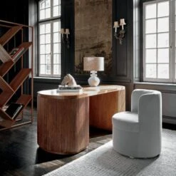 Reid Oval Brown Wood Storage Desk 13 Reid Oval Brown Wood Storage Desk -Cb2 ReidOvalDeskJL20 1x1