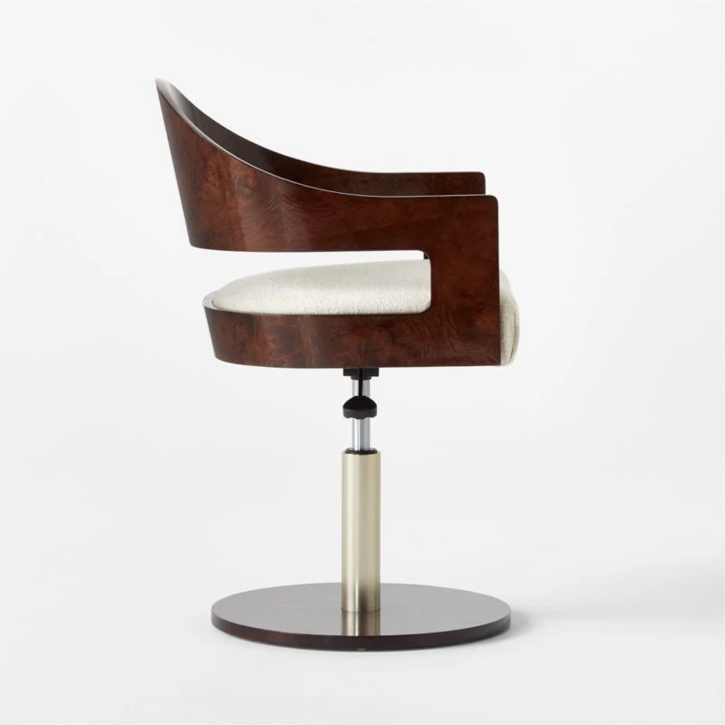 Renato Chenille And Burl Wood Office Chair 7 Renato Chenille And Burl Wood Office Chair - Image 5