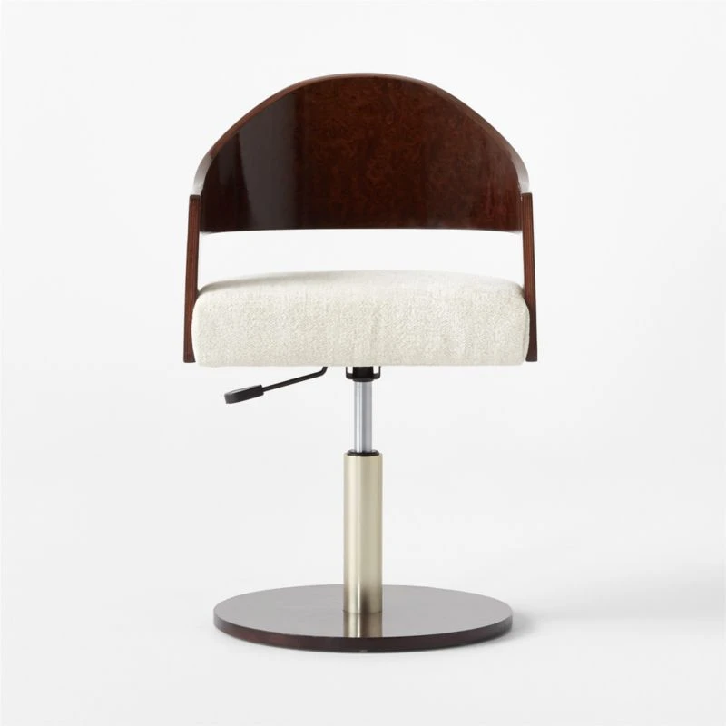 Renato Chenille And Burl Wood Office Chair 5 Renato Chenille And Burl Wood Office Chair - Image 3