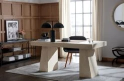 Ridge Bleached Oak Desk With Drawer -Cb2 RidgeBleachedDeskDomesBlackJL19