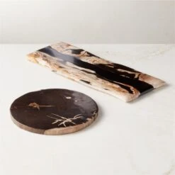 Ring Rectangular Petrified Wood And Resin Serving Platter -Cb2 RingPtrfdWoodNResinGroupFHF23