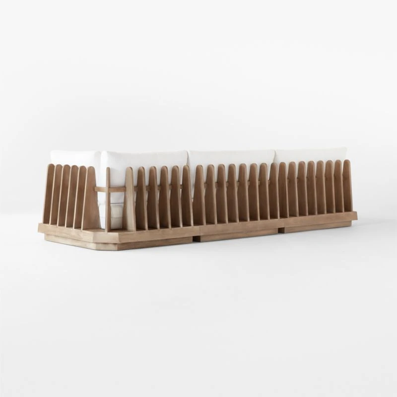 Riposo Teak 3-Piece Outdoor Sectional With Boucle Sunbrella ® Cushions 9 Riposo Teak 3-Piece Outdoor Sectional With Boucle Sunbrella ® Cushions - Image 7