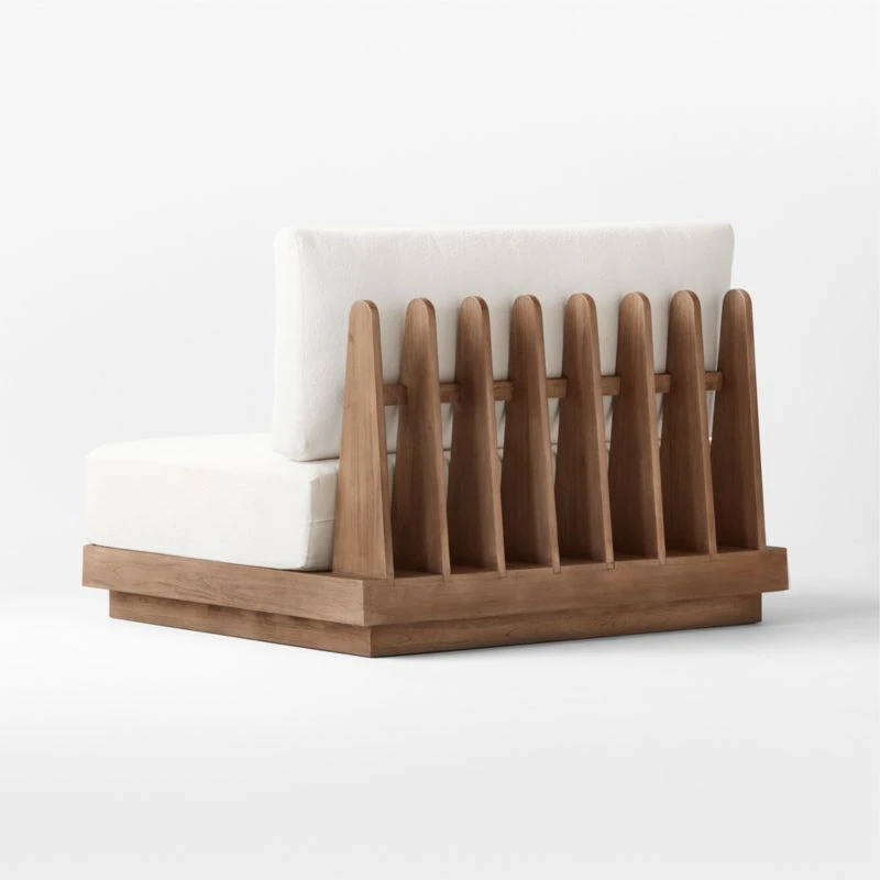 Riposo Wood Armless Outdoor Chair With Boucle Sunbrella ® Cushions 8 Riposo Wood Armless Outdoor Chair With Boucle Sunbrella ® Cushions - Image 6