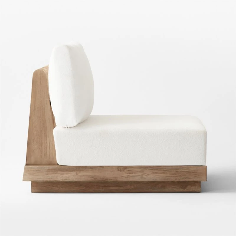 Riposo Wood Armless Outdoor Chair With Boucle Sunbrella ® Cushions 7 Riposo Wood Armless Outdoor Chair With Boucle Sunbrella ® Cushions - Image 5