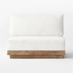 Riposo Wood Armless Outdoor Chair With Boucle Sunbrella ® Cushions 11 Riposo Wood Armless Outdoor Chair With Boucle Sunbrella ® Cushions -Cb2 RiposoTeakArmlessChairSOSSS22