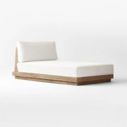 Riposo Teak Wood Outdoor Chaise With Boucle Sunbrella ® Cushions 12 Riposo Teak Wood Outdoor Chaise With Boucle Sunbrella ® Cushions -Cb2 RiposoTeakChaise3QSSS22