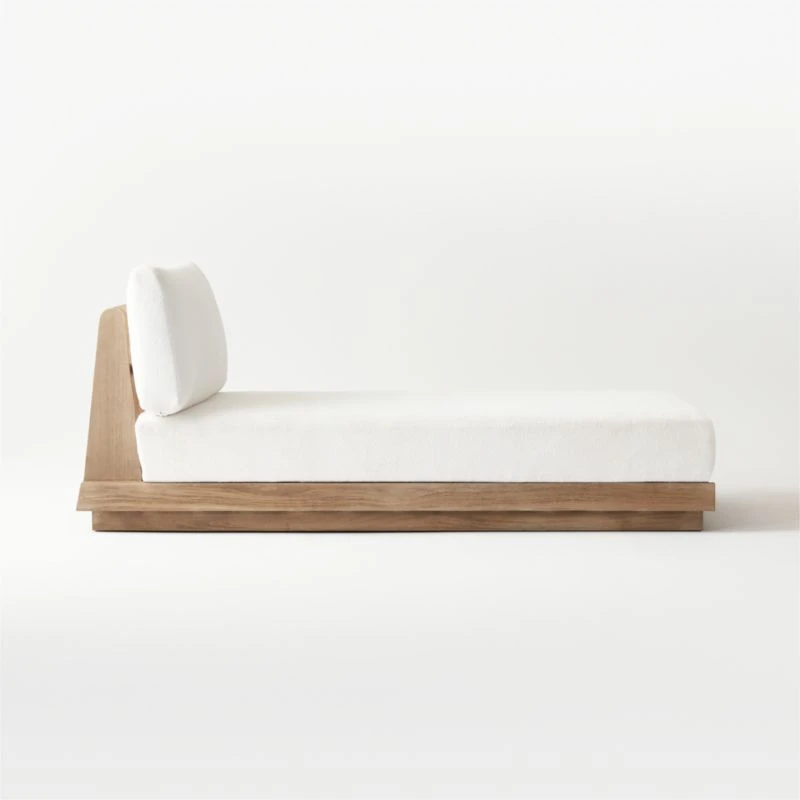 Riposo Teak Wood Outdoor Chaise With Boucle Sunbrella ® Cushions 7 Riposo Teak Wood Outdoor Chaise With Boucle Sunbrella ® Cushions - Image 5