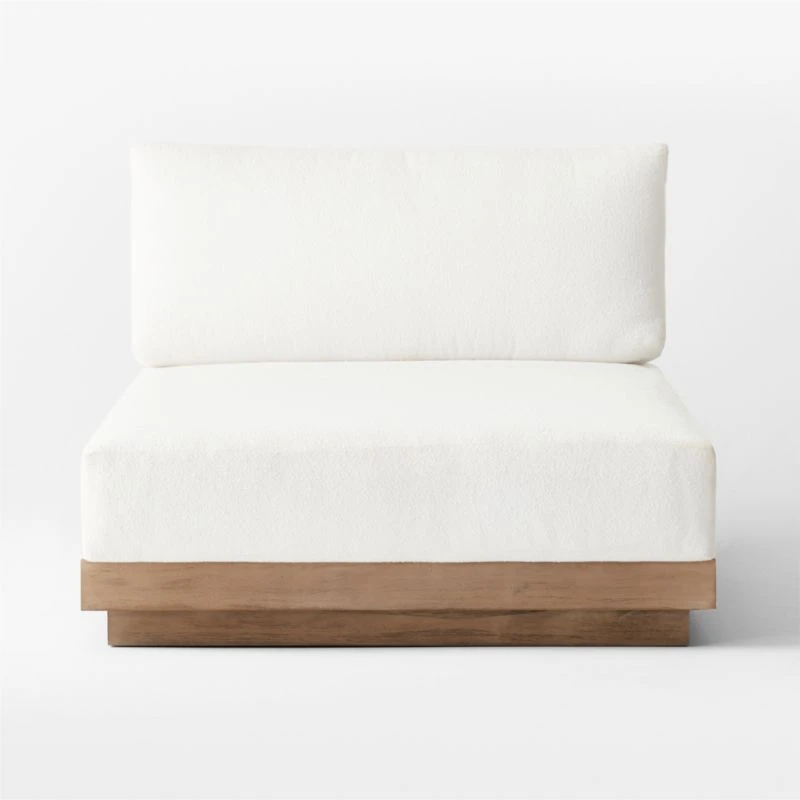 Riposo Teak Wood Outdoor Chaise With Boucle Sunbrella ® Cushions 5 Riposo Teak Wood Outdoor Chaise With Boucle Sunbrella ® Cushions - Image 3