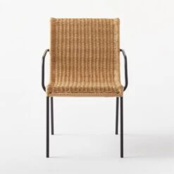 Rizo Faux Rattan Outdoor Dining Armchair Chair -Cb2 RizoDiningChairSOSSS21