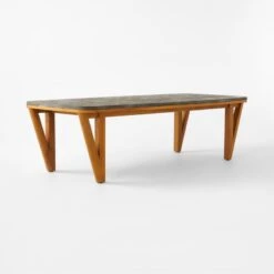 Roc Bluestone And Teak Outdoor Dining Table -Cb2 RocDiningTable3QSSS23