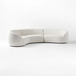 Roma Curved 3-Piece White Performance Fabric Sectional Sofa -Cb2 RomaWht3PcSect3QSSS22