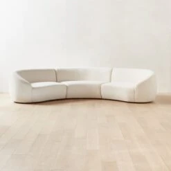 Roma Curved 3-Piece White Performance Fabric Sectional Sofa