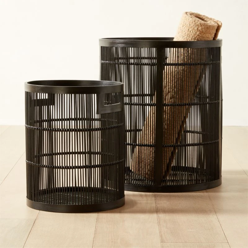 Ronan Black Bamboo Storage Basket Small 4 Ronan Black Bamboo Storage Basket Small - Image 2