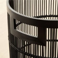 Ronan Black Bamboo Storage Basket Small 9 Ronan Black Bamboo Storage Basket Small -Cb2 RonanBlkBasketWHndlsSmAV2SHF22