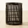 Ronan Black Bamboo Storage Basket Small -Cb2 RonanBlkBasketWHndlsSmSHF22