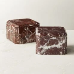 Rosa Levanto Emerald Cut Marble Box 10 Rosa Levanto Emerald Cut Marble Box -Cb2 RosaLevantoEmeraldCutBoxAV3SHS22