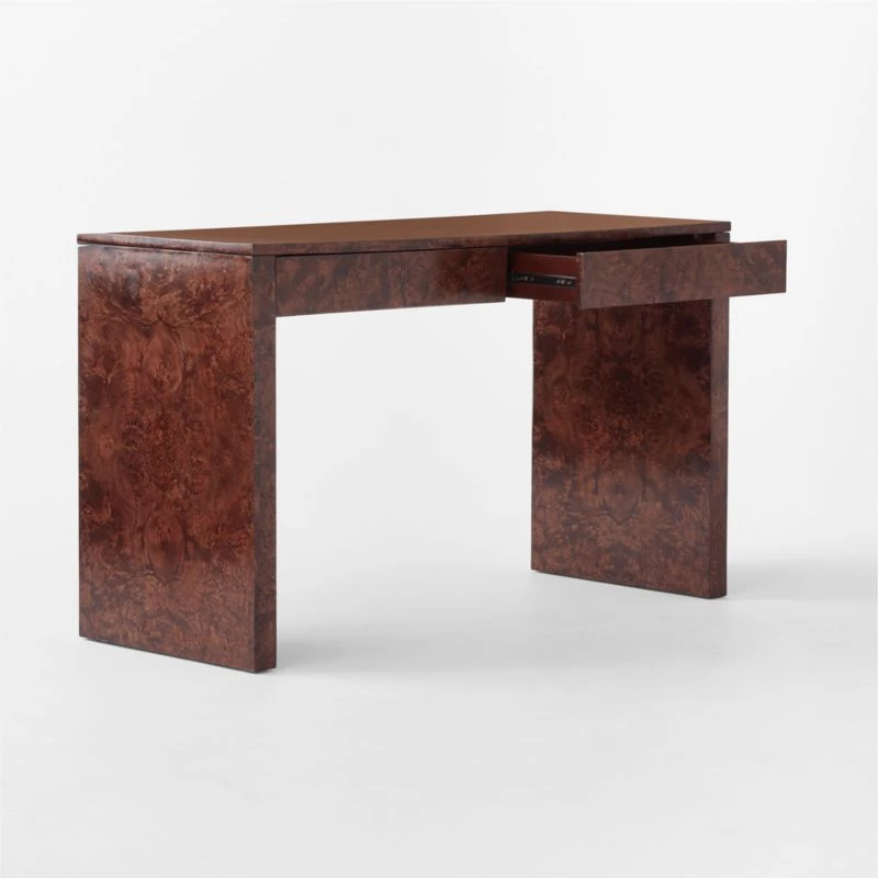 Runway 2-Drawer Burl Wood Desk 7 Runway 2-Drawer Burl Wood Desk - Image 5