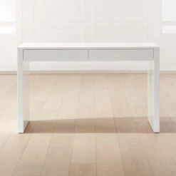 Runway 2-Drawer White Lacquered Wood Desk