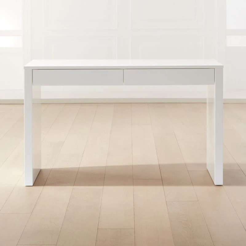 Runway 2-Drawer White Lacquered Wood Desk 3 Runway 2-Drawer White Lacquered Wood Desk