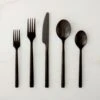 20-Piece Rush Brushed Black Flatware Set -Cb2 RushBrhdBlkFltwr20PcSSHS22
