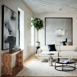 Via Large Travertine Knot -Cb2 RykerWhiteVelvetSofaMR21 V2