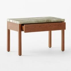 Ryne Oak Wood Nightstand With Marble Top 12 Ryne Oak Wood Nightstand With Marble Top -Cb2 RyneMarbleNightstand3QAVSSS23