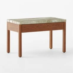 Ryne Oak Wood Nightstand With Marble Top 11 Ryne Oak Wood Nightstand With Marble Top -Cb2 RyneMarbleNightstand3QSSS23