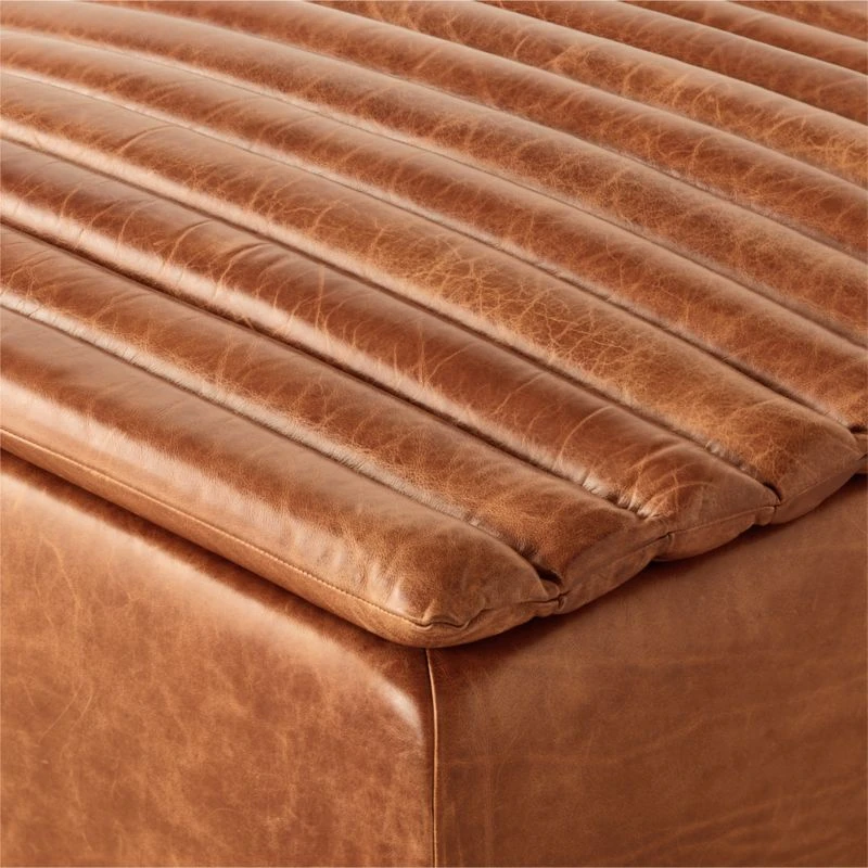 Salon Brown Leather Ottoman 7 Salon Brown Leather Ottoman - Image 5