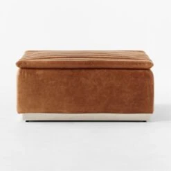 Salon Brown Leather Ottoman 10 Salon Brown Leather Ottoman -Cb2 SalonBrnLthrOttomanSDSSF22